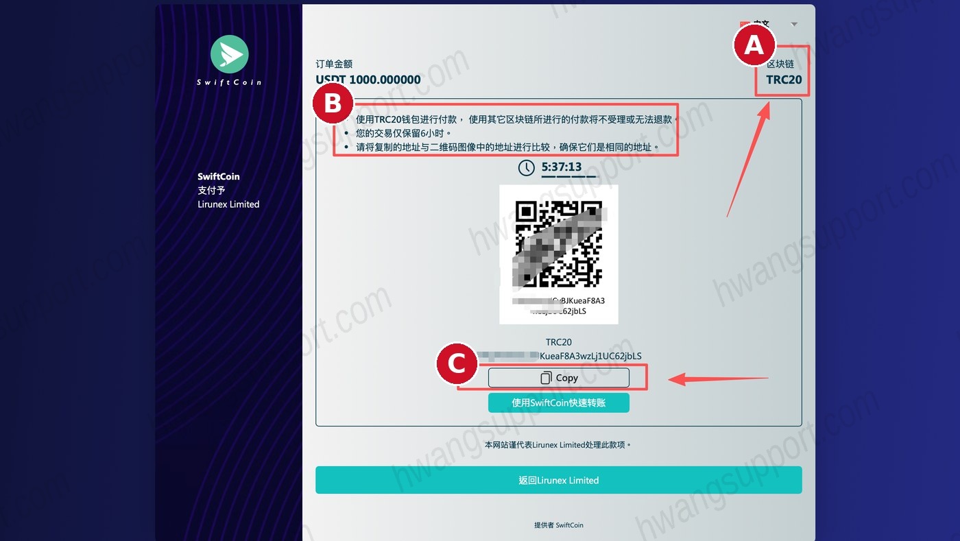 USDT 入金教程 操作截图