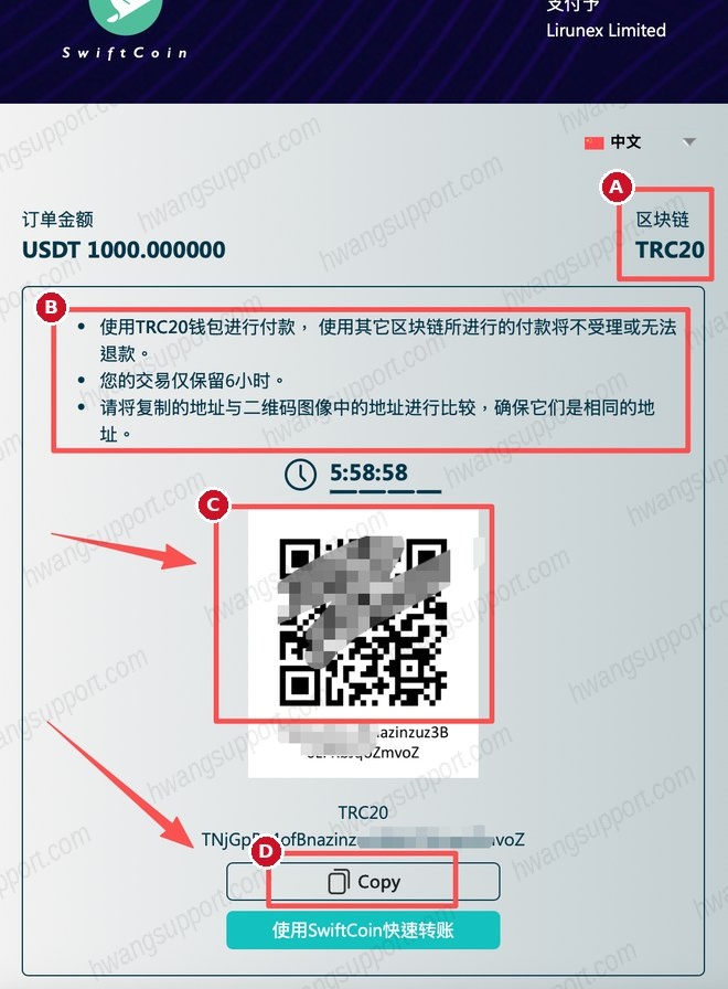 USDT 入金教程 操作截图