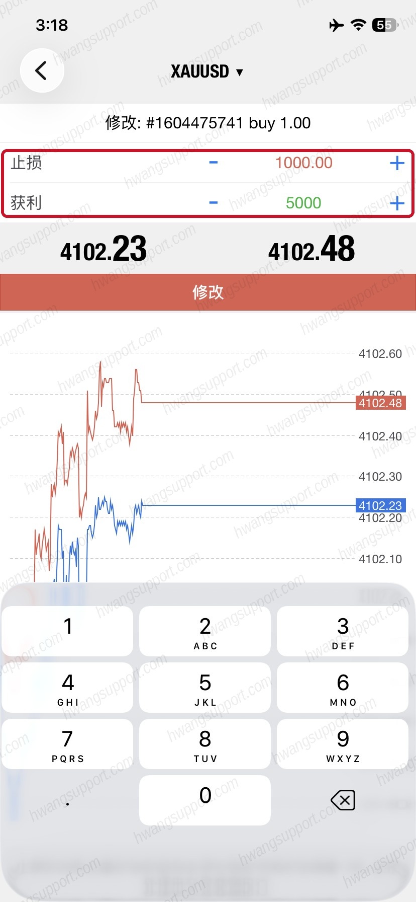 修改页填止损获利